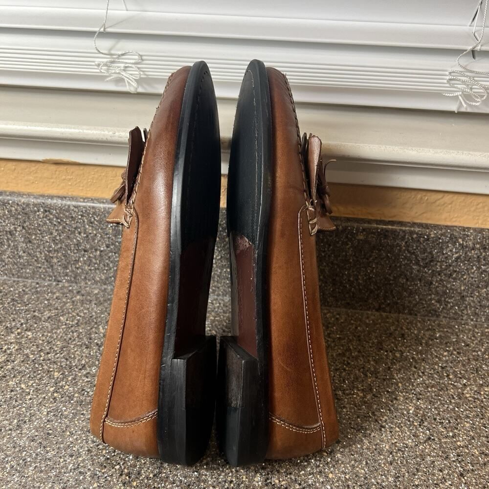Cole Haan Men 9.5M Brown Leather Classic Comfort Dress SlipOn Tassel Fringe Shoe - Picture 4 of 10